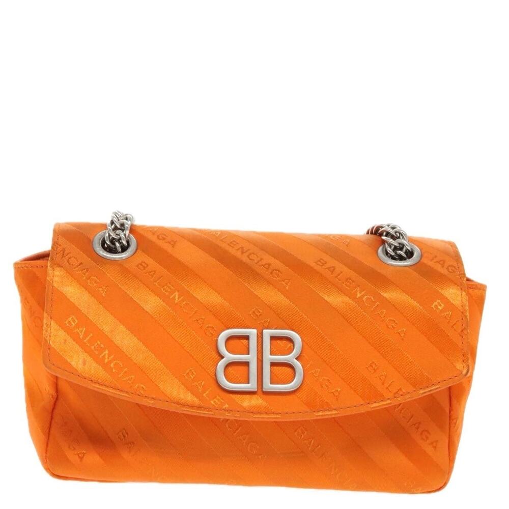 Balenciaga Nylon Chain BB Round Shoulder Bag Orange